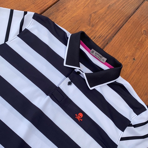 G/Fore Other - G/Fore Skull Stripe Polo in Black Ink/Snow Size XL